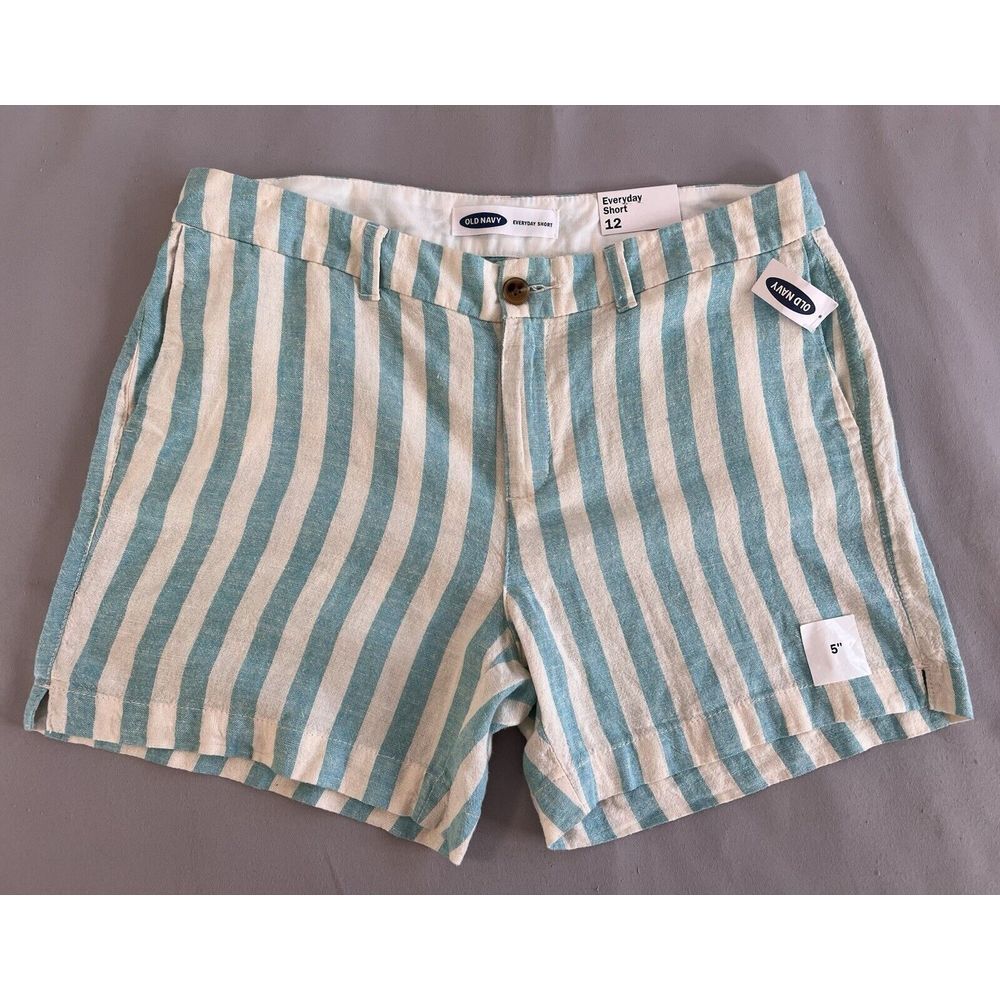 Old Navy Women's Size 12 Blue Striped 5" M Everyday Shorts NWT